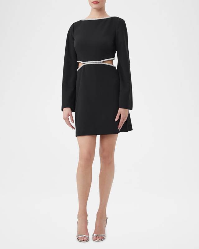 Sabia Cutout Rhinestone-Trim Mini Dress